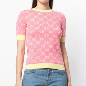 Gucci GG Jacquard Jumper Knit in Yellow/Pink